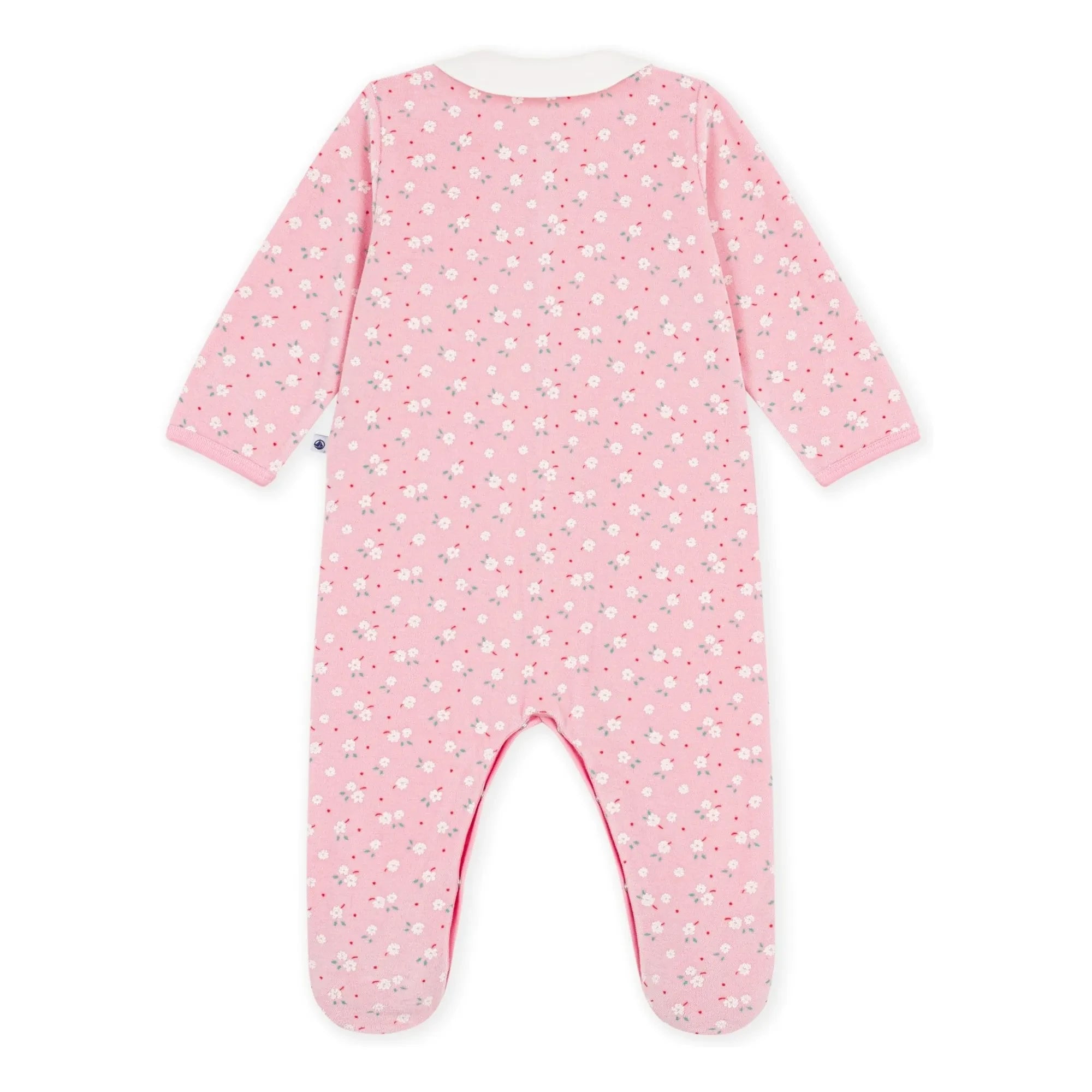 Petit Bateau - Çiçekli Kadife Pamuklu Organik Uzun Pijama | Pembe