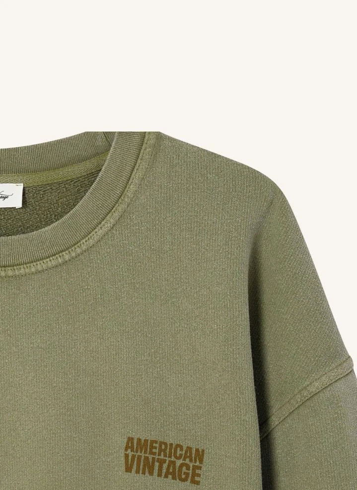 American Vintage - Plizzy yuvarlak yaka sweatshirt | Haki