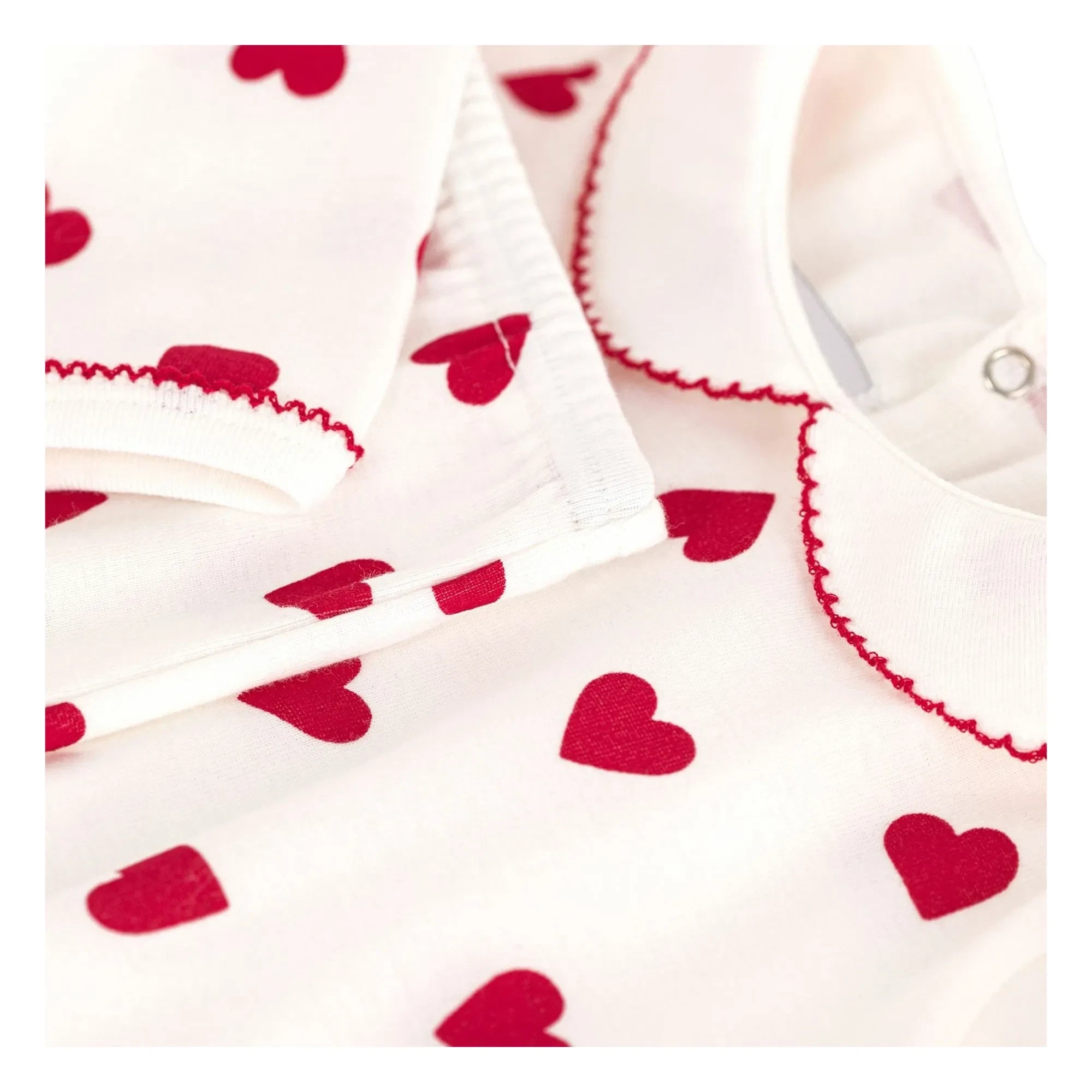 Petit Bateau - Yaka Kalpli Organik Pamuk Pijama | Beyaz