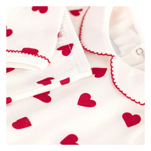 Petit Bateau - Yaka Kalpli Organik Pamuk Pijama | Beyaz