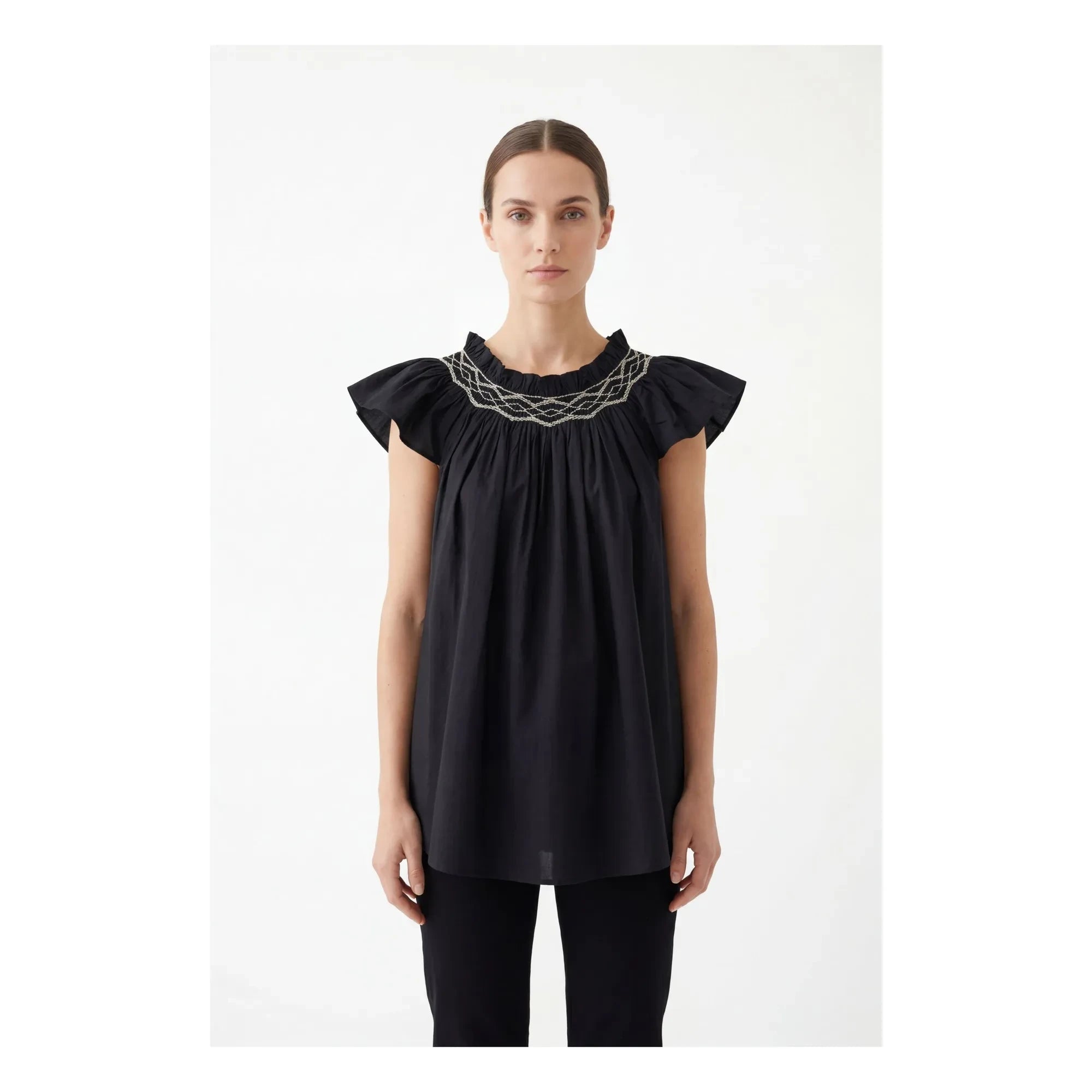 BELLEPIECE - Mykonos Pamuk Poplin Üst | Siyah