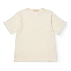 Copenhagen Colors - Pointelle organik pamuklu T-shirt | Krem