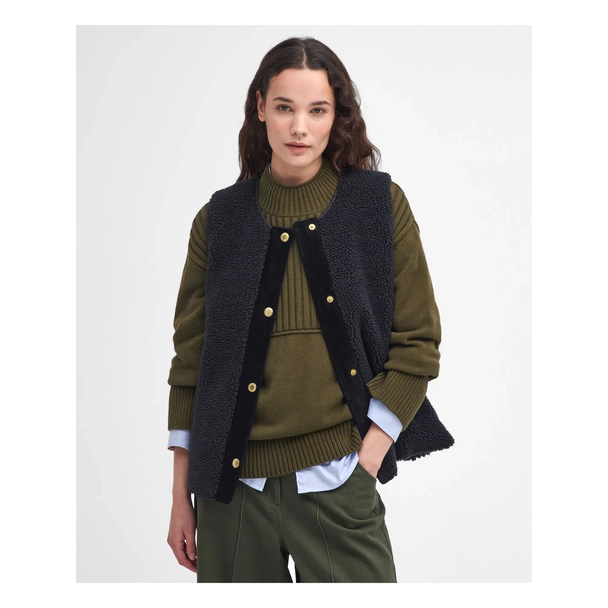 Barbour - Dulsie Shearling Kolsuz Ceket | Siyah