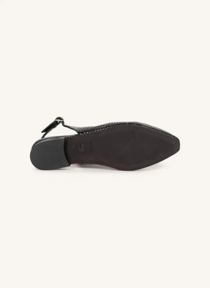 ببيس - أنوك حذاء مسطح من الجلد المحبوك | أسود