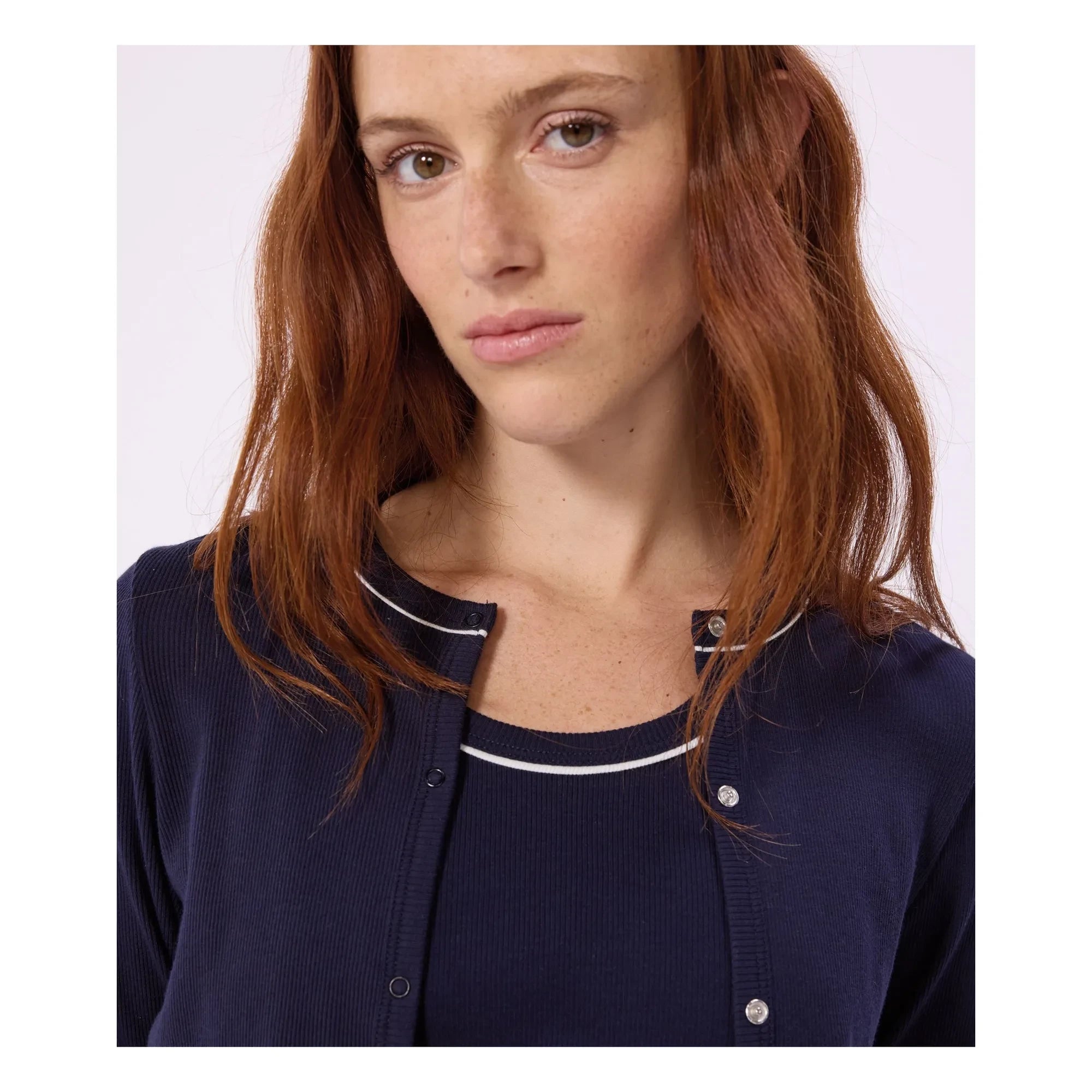 Petit Bateau - Düz fitilli hırka | Lacivert
