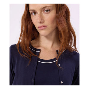 Petit Bateau - Düz fitilli hırka | Lacivert