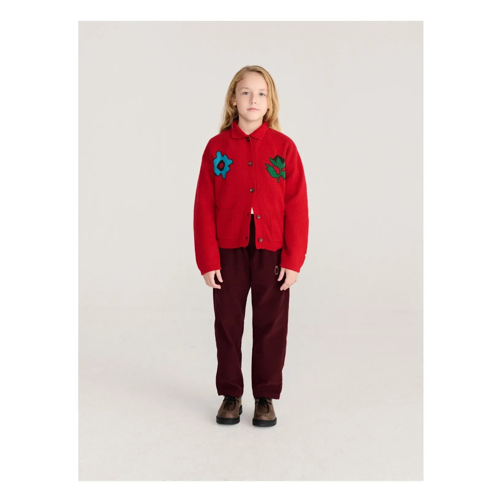 Bobo Choses - Yün Çiçek Hırka | Kırmızı