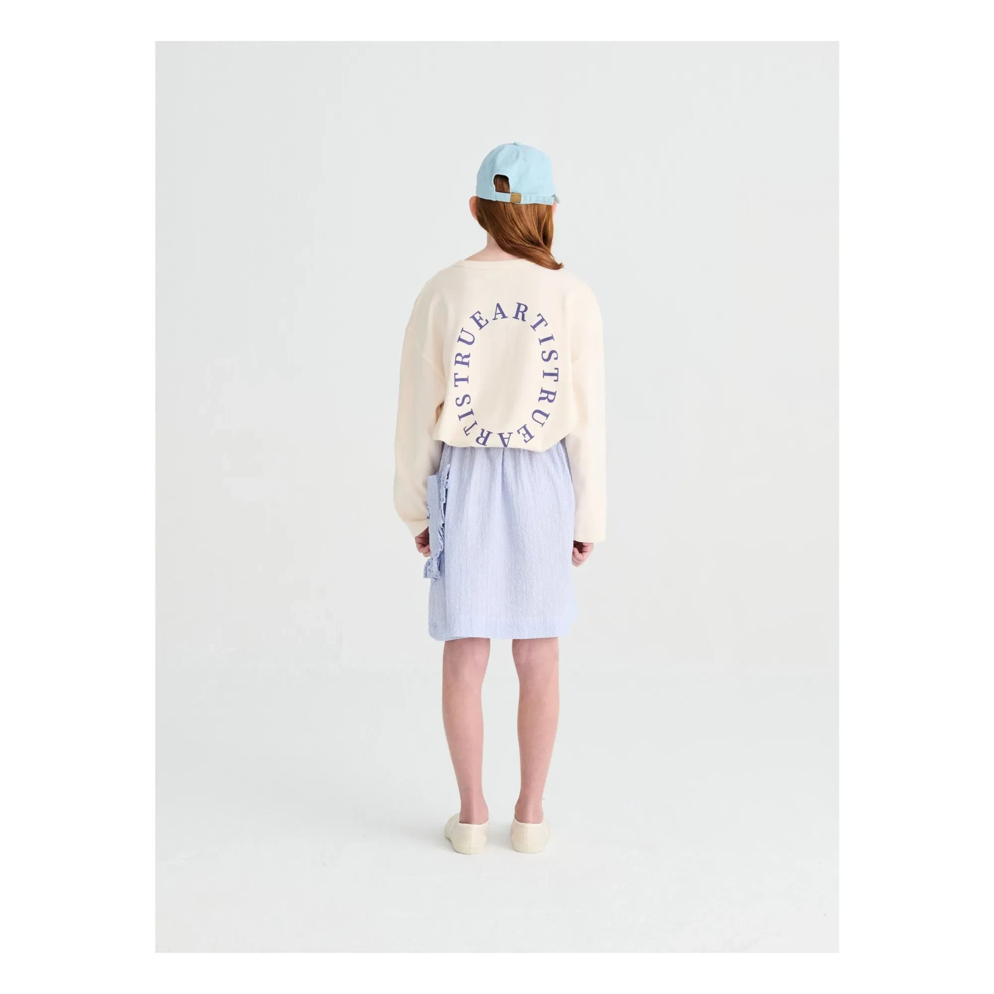 True Artist - N°7 Çizgili Seersucker Etek | Mavi
