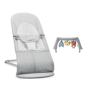 BabyBjorn Balance Soft Mesh Baby Bouncer - Grey Frame - Silver/White-Baby Bouncers-Soft Friends Grey- | Natural Baby Shower