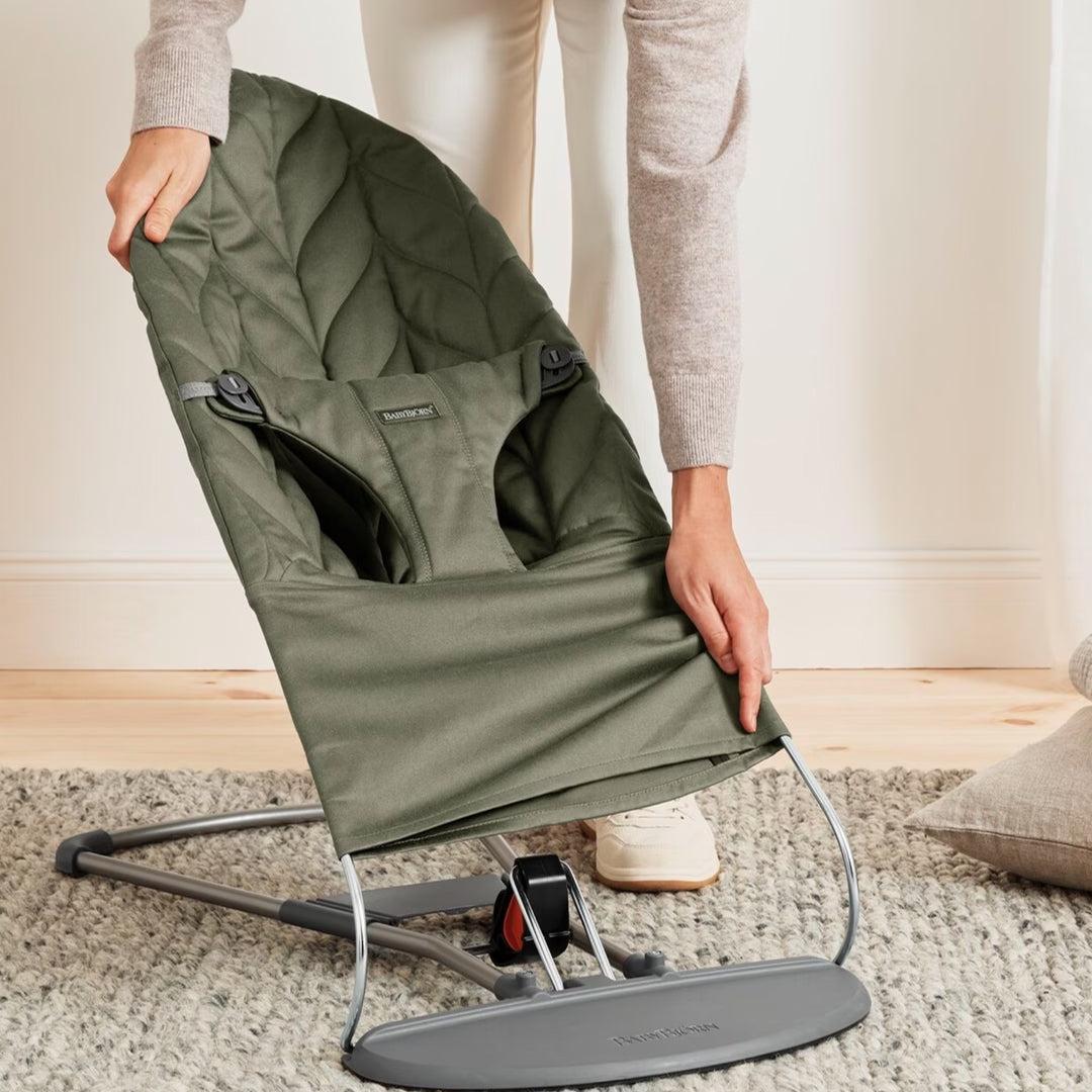 BabyBjörn Bliss Woven Petal Quilt Baby Bouncer - Dark Green-Baby Bouncers-Dark Green- | Natural Baby Shower