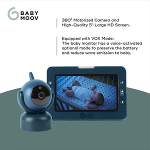Babymoov YOO MASTER PLUS HD Motorised video babymonitor, screen 5" - Blue-Baby Monitors-Blue- | Natural Baby Shower