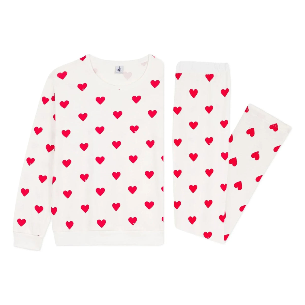 Petit Bateau - Organik Pamuklu Kalpli Pijama | Beyaz