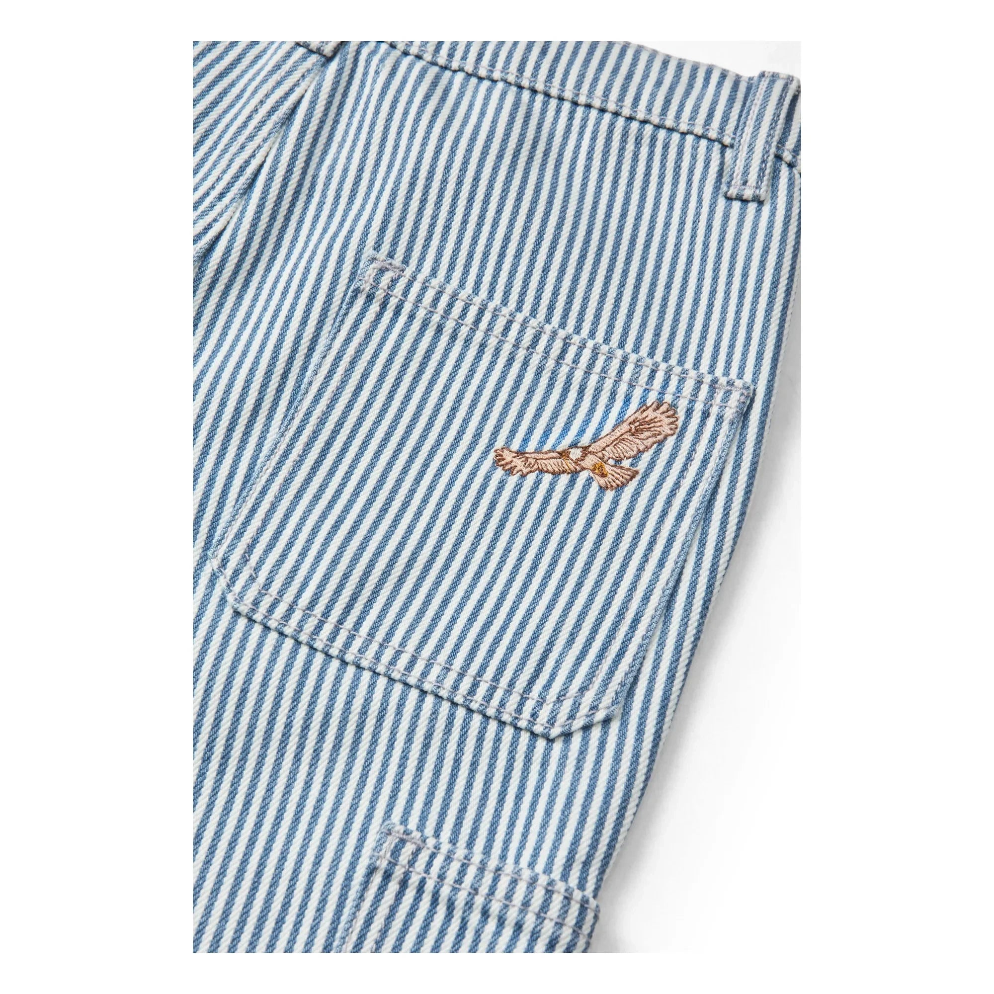 Copenhagen Colors - Çizgili Organik Pamuklu Gabardin Kargo Pantolon | Mavi