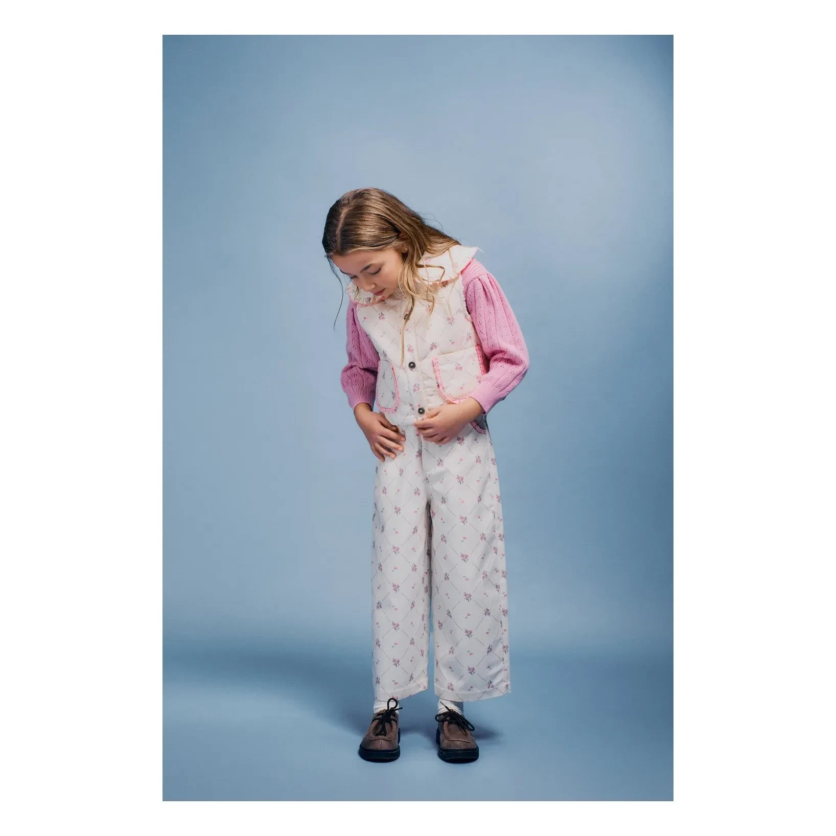Bebe Organic - Heidi Çiçek Desenli Pantolon | Ecru