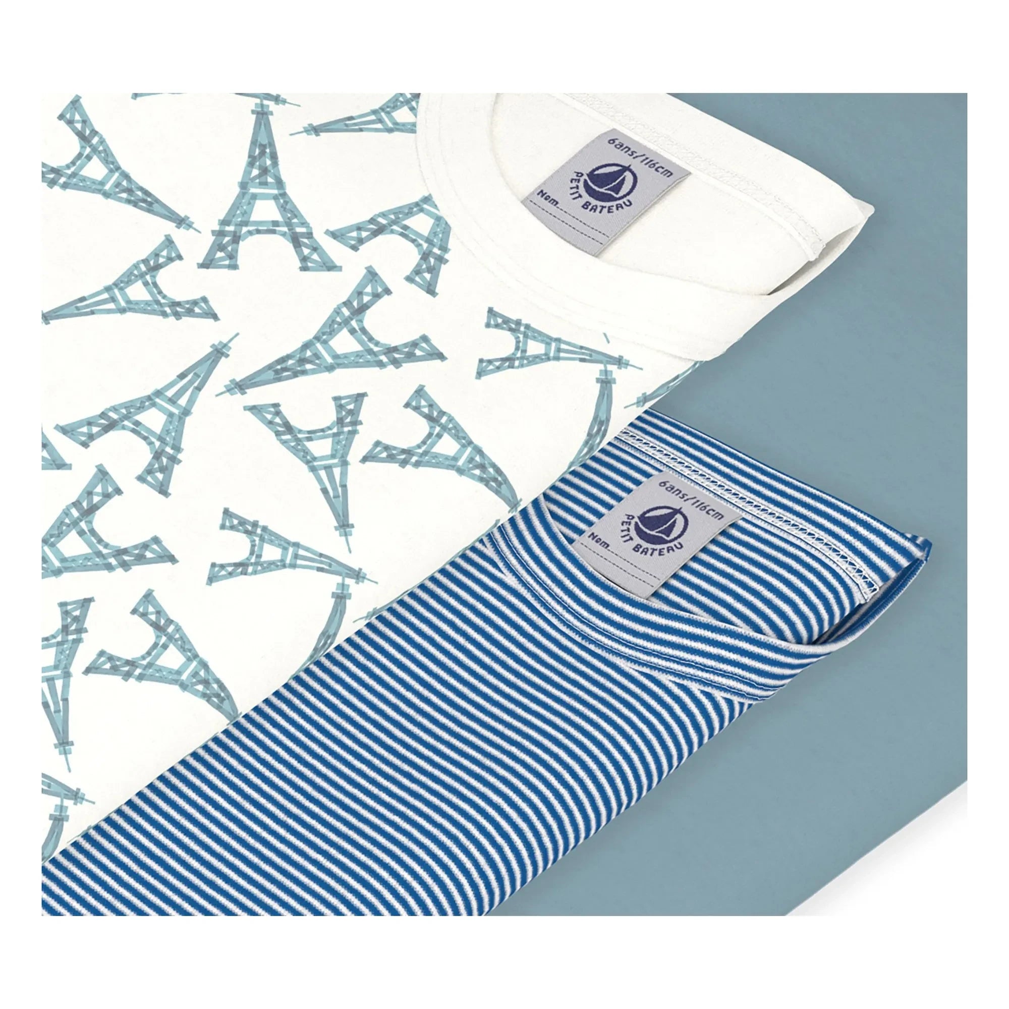 Petit Bateau - 3'lü Eiffel Kulesi Tişört Seti | Yeşil