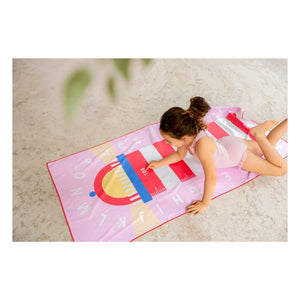Quut - Phare Cœurs mikrofiber plaj havlusu | Pembe