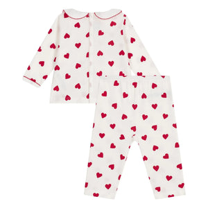 Petit Bateau - Yaka Kalpli Organik Pamuk Pijama | Beyaz