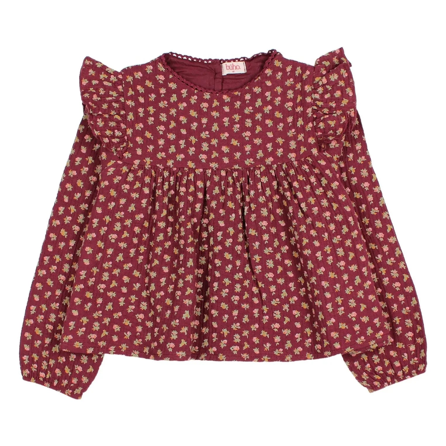 Búho - Blouse Cottage Fleurie Organik Pamuk | Bordo