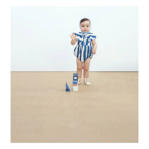 Tinycottons - Keten Çizgili Fırfırlı Body | Mavi