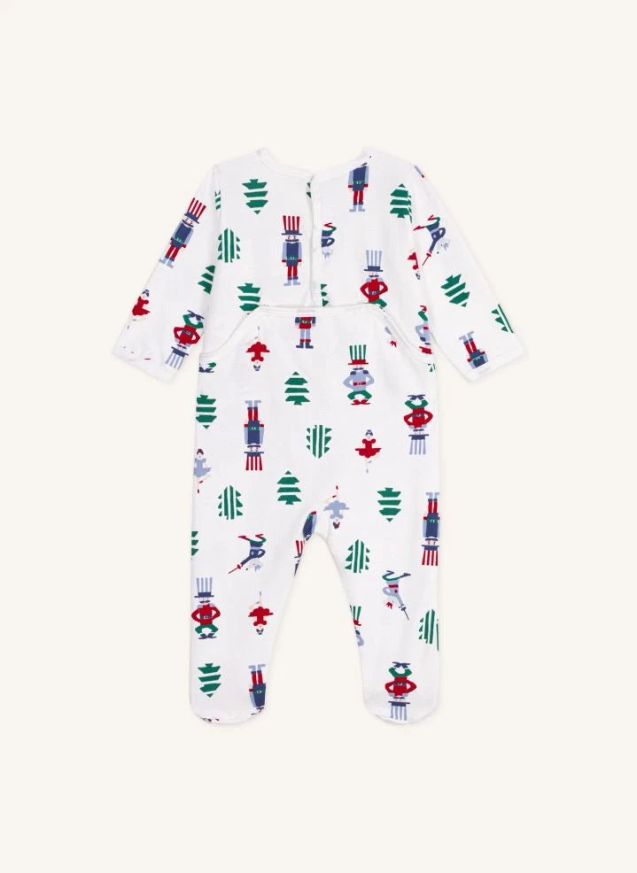 Petit Bateau - بيجامات عيد الميلاد فليس من القطن العضوي | أبيض