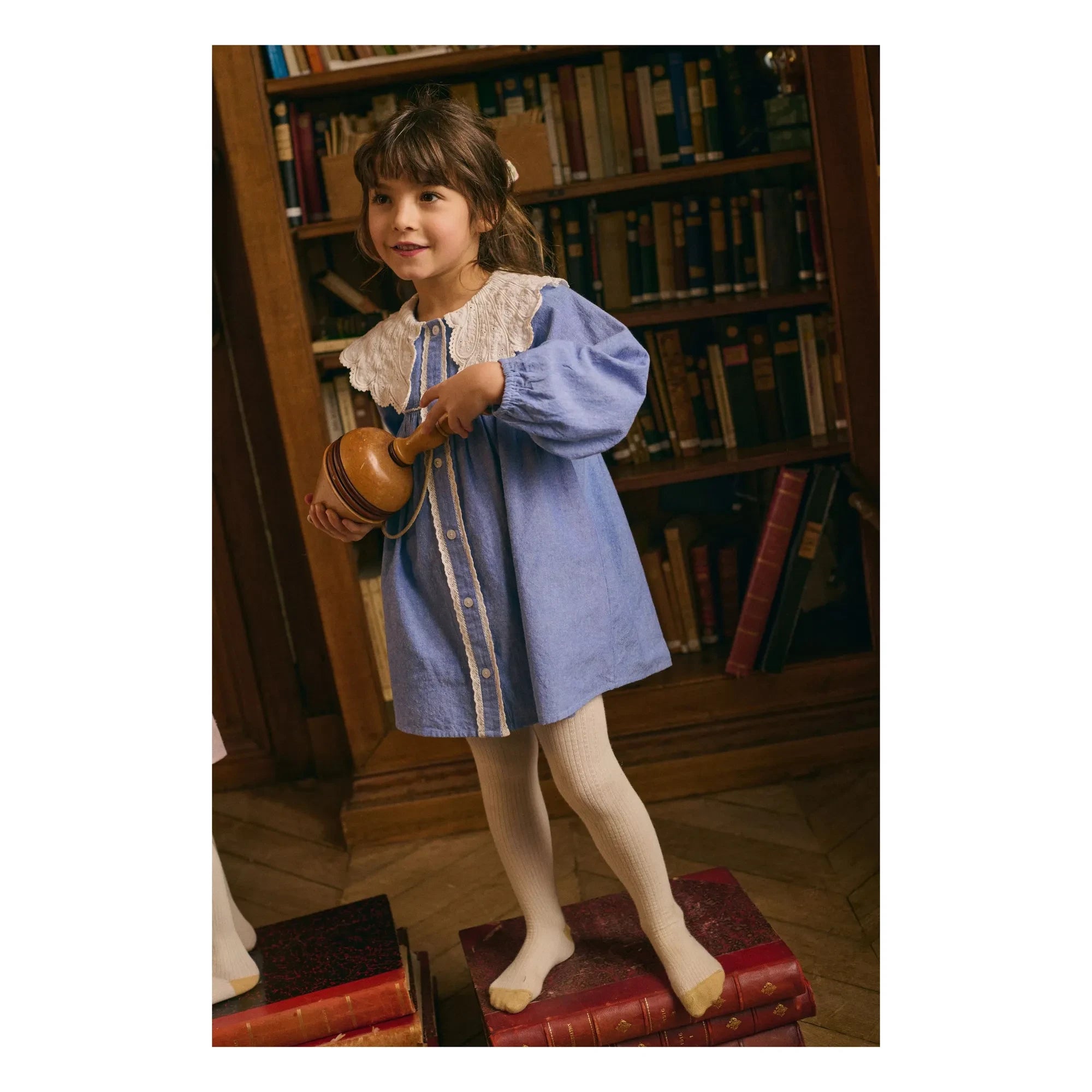 Louise Misha - Hyacinte organik pamuk elbise | Denim mavi