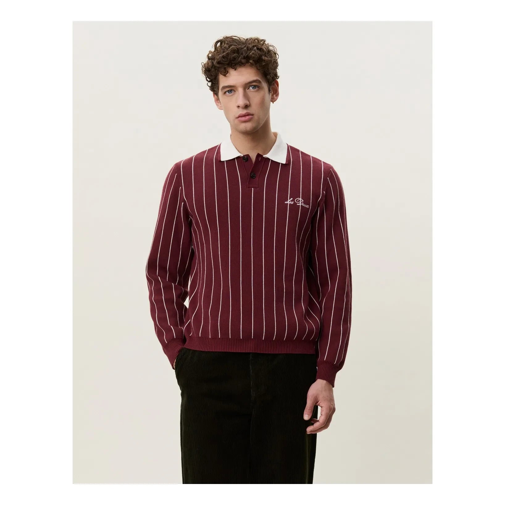 Les Deux - Signature Çizgili Polo Tişört | Bordo