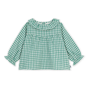 Petit Bateau - Vichy organik pamuk bluz | Yeşil