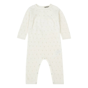 Bonton - Maman Merinos Yünlü Ajurlu Tulum | Ecru