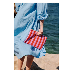 Rose in April - Lili çizgili clutch çanta | Pembe