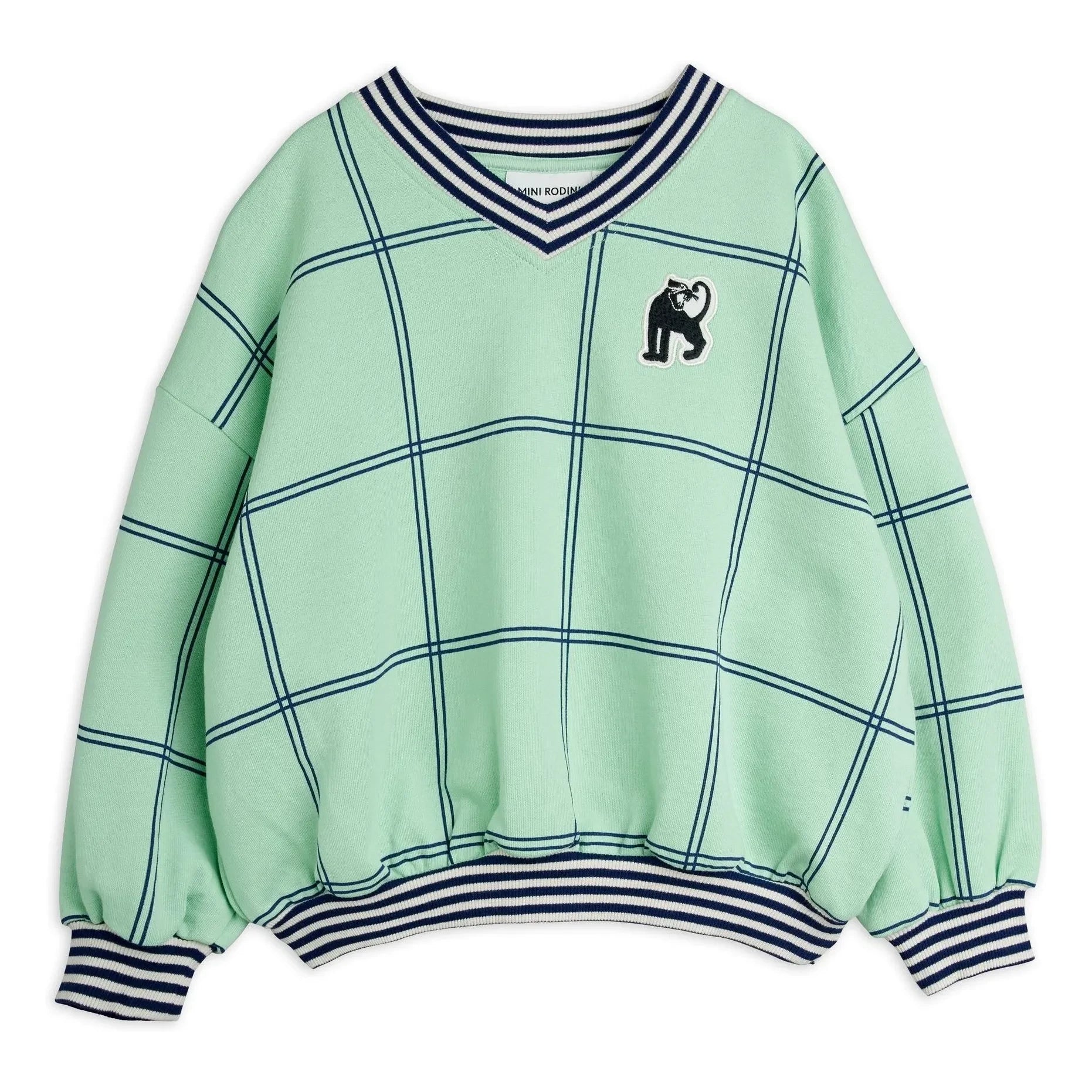 Mini Rodini - Coron Organik Kareli Sweatshirt | Yeşil