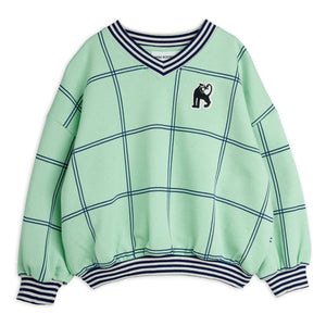 Mini Rodini - Coron Organik Kareli Sweatshirt | Yeşil
