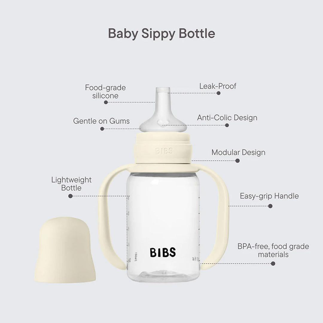 BIBS World Baby Sippy Bottle Spout Silicone 1 Pack 150ml - Sage-Baby Bottles-Sage-150ml | Natural Baby Shower