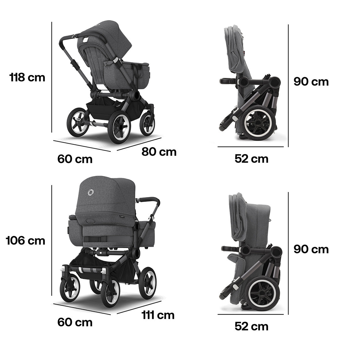 Bugaboo Donkey 5 Mono Complete - Graphite/Grey Melange-Strollers- | Natural Baby Shower
