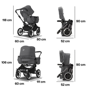 Bugaboo Donkey 5 Mono Complete - Graphite/Grey Melange-Strollers- | Natural Baby Shower