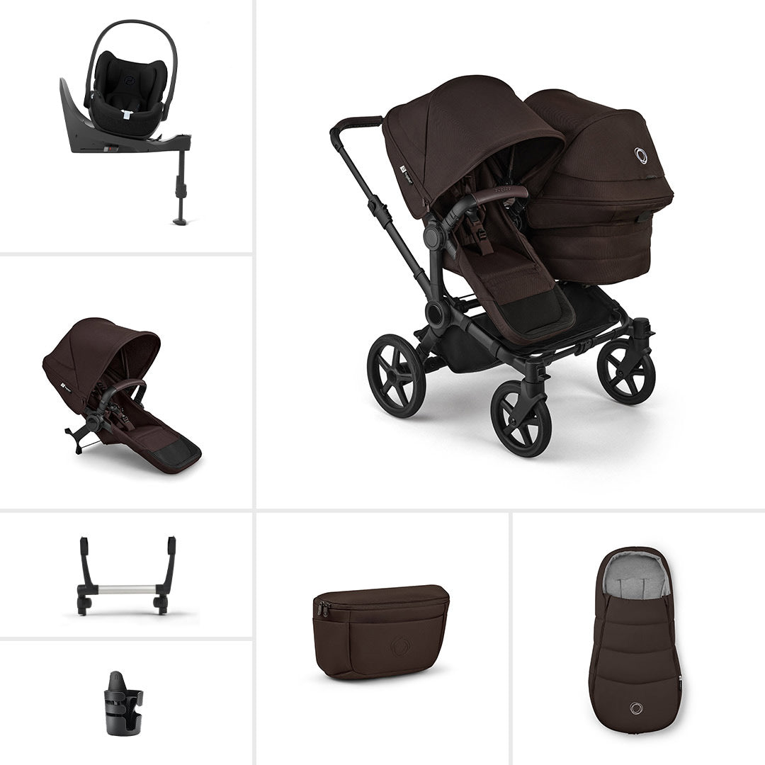 Bugaboo Donkey 6 Double Ultimate Cloud T Newborn Bundle-Travel Systems-Cocoa Brown- | Natural Baby Shower