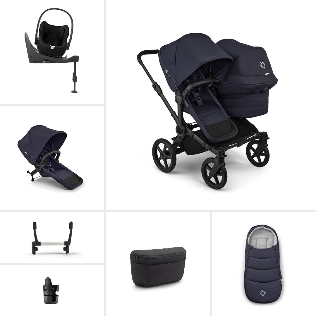 Bugaboo Donkey 6 Double Ultimate Cloud T Newborn Bundle-Travel Systems-Deep Indigo- | Natural Baby Shower