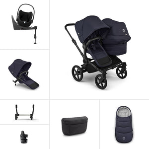 Bugaboo Donkey 6 Double Ultimate Cloud T Newborn Bundle-Travel Systems-Deep Indigo- | Natural Baby Shower