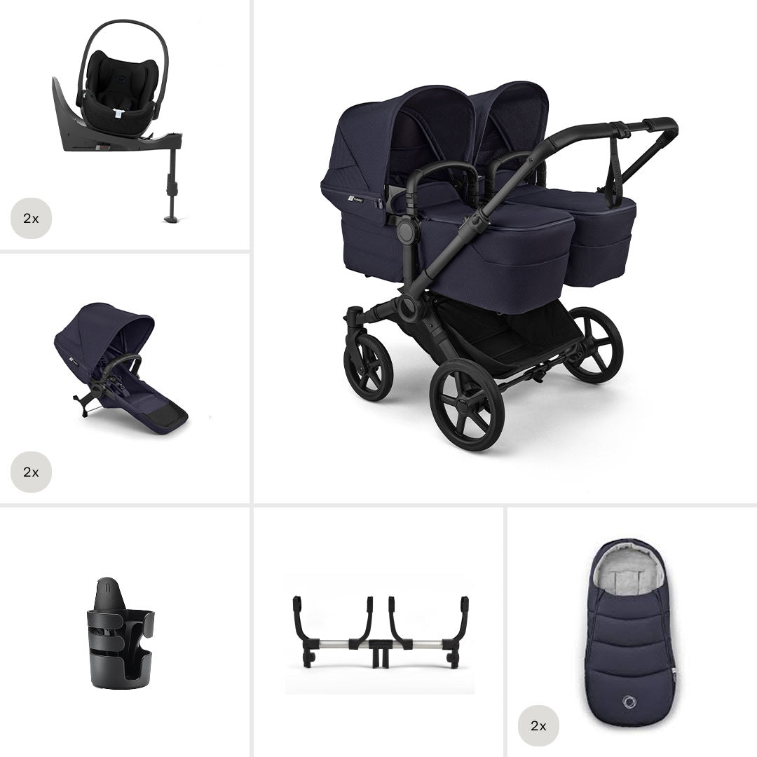Bugaboo Donkey 6 Twin Ultimate Cloud T Newborn Bundle-Travel Systems-Deep Indigo- | Natural Baby Shower