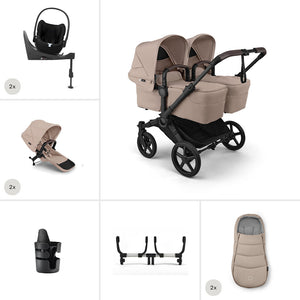 Bugaboo Donkey 6 Twin Ultimate Cloud T Newborn Bundle-Travel Systems-Desert Taupe- | Natural Baby Shower