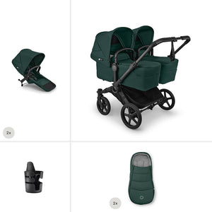 Bugaboo Donkey 6 Twin Essential Stroller Bundle-Stroller Bundles-Fern Green- | Natural Baby Shower