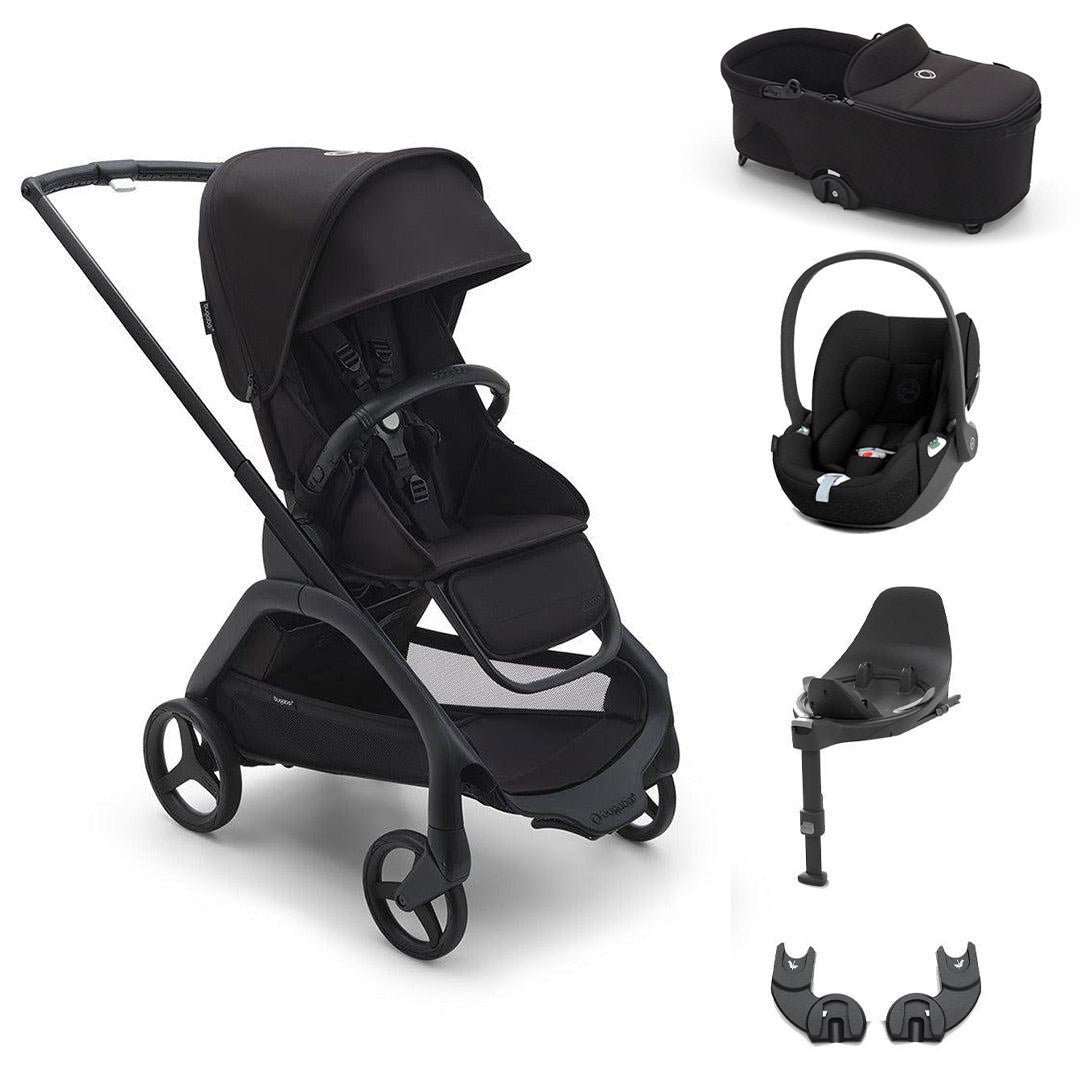 Bugaboo Dragonfly + Cloud T Travel System - Midnight Black-Travel Systems-Base T-With Carrycot | Natural Baby Shower