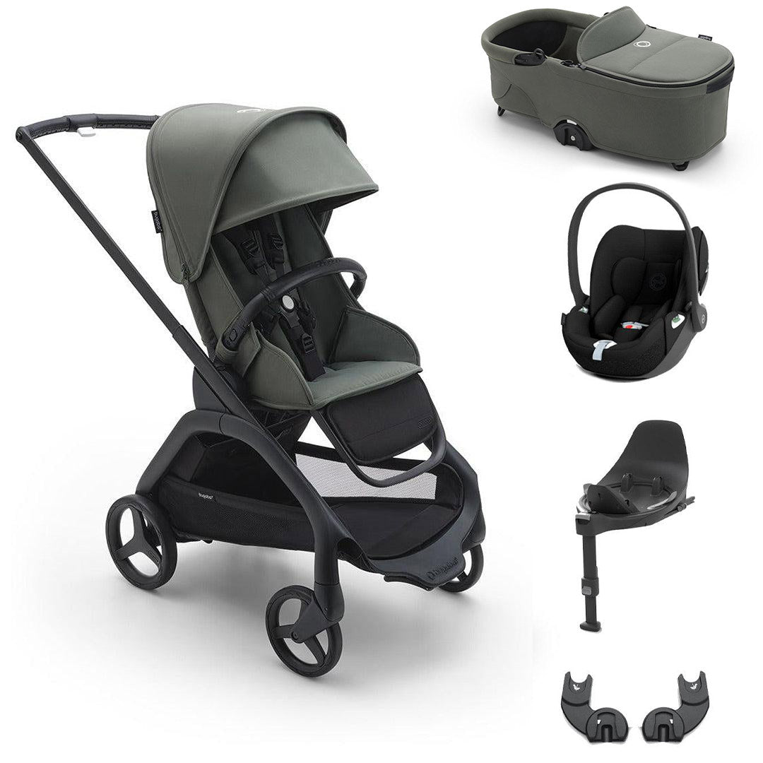 Bugaboo Dragonfly + Cloud T Travel System - Forest Green-Travel Systems-Base T-With Carrycot | Natural Baby Shower