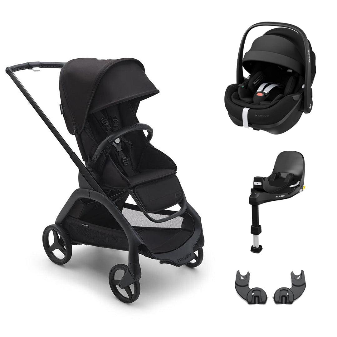 Bugaboo Dragonfly + Pebble 360/360 Pro Travel System - Midnight Black-Travel Systems-Pebble 360 Car Seat-No Carrycot | Natural Baby Shower