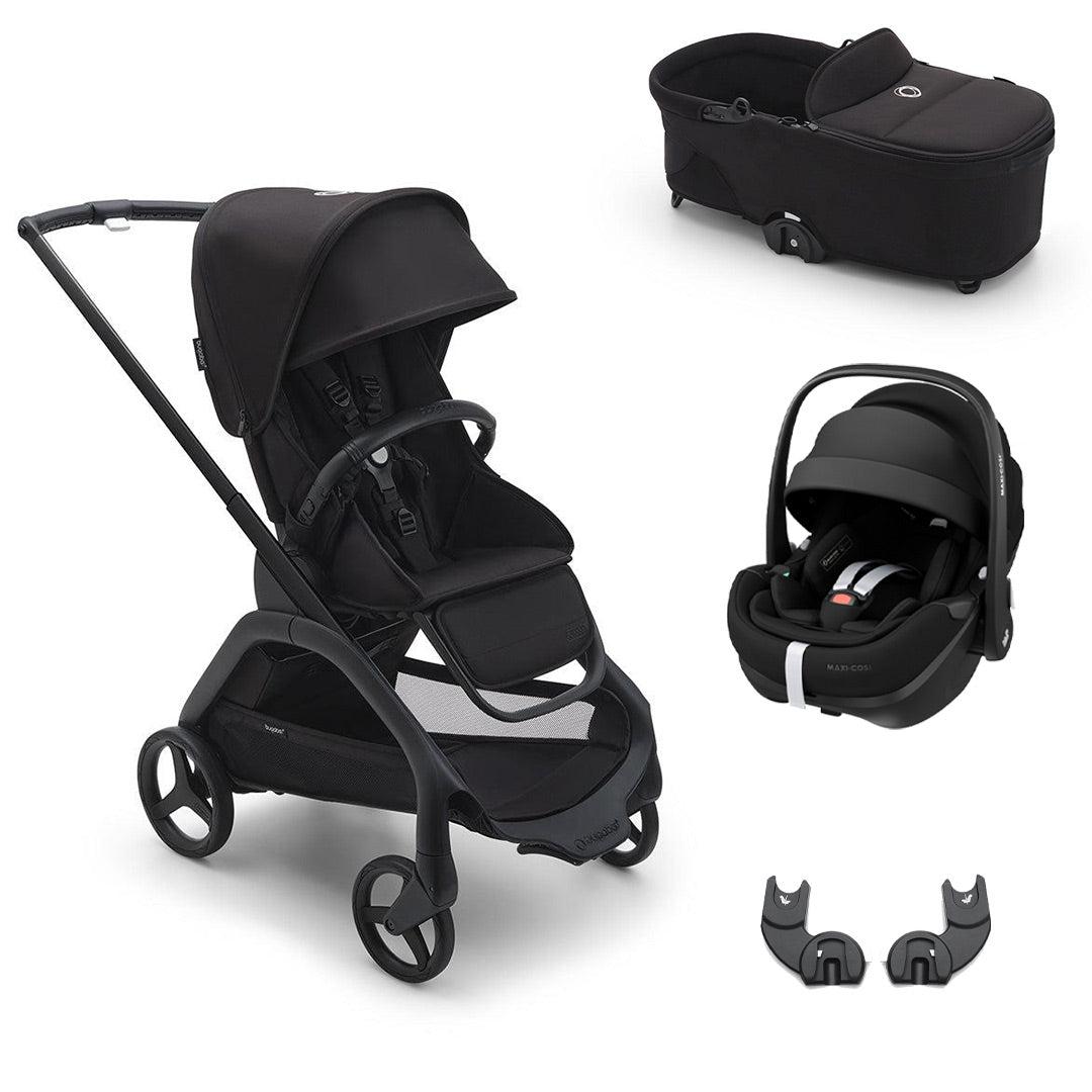 Bugaboo Dragonfly + Pebble 360/360 Pro Travel System - Midnight Black-Travel Systems-Pebble 360 Car Seat-No Carrycot | Natural Baby Shower