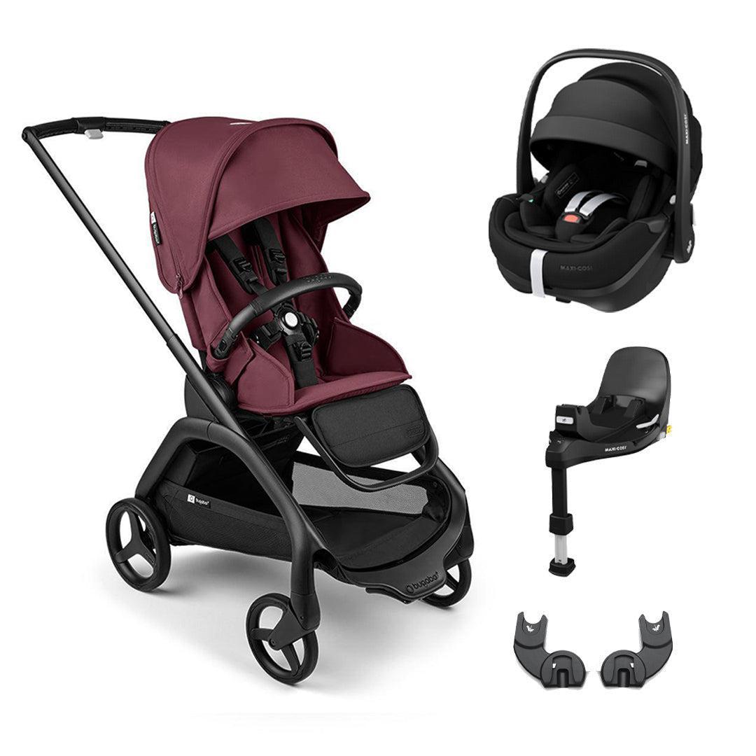 Bugaboo Dragonfly + Pebble 360 Pro 2 Travel System-Travel Systems-Dark Cherry-No Carrycot | Natural Baby Shower
