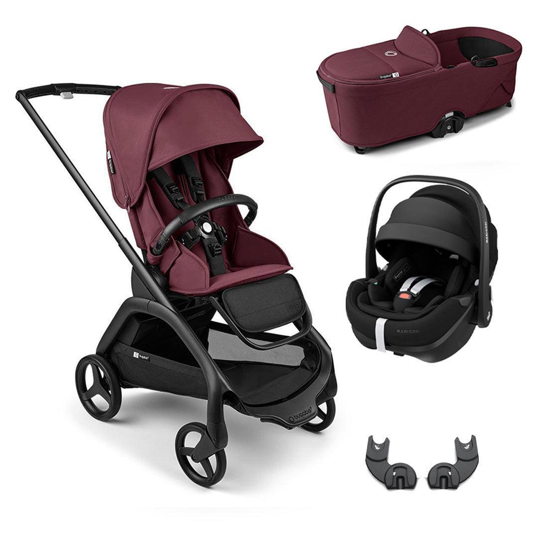 Bugaboo Dragonfly + Pebble 360 Pro 2 Travel System-Travel Systems-Dark Cherry-With Carrycot | Natural Baby Shower