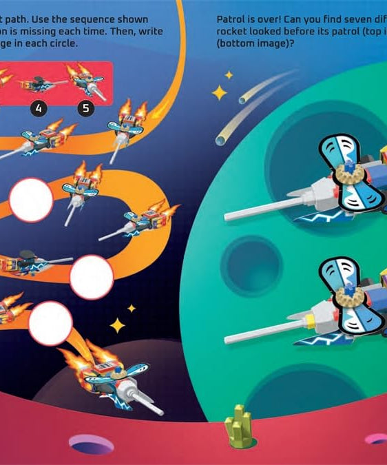 كتب باستر - كتاب نشاط وقصة باللغة الإنجليزية مع لعبة تركيب ولصق شخصيات ليغو