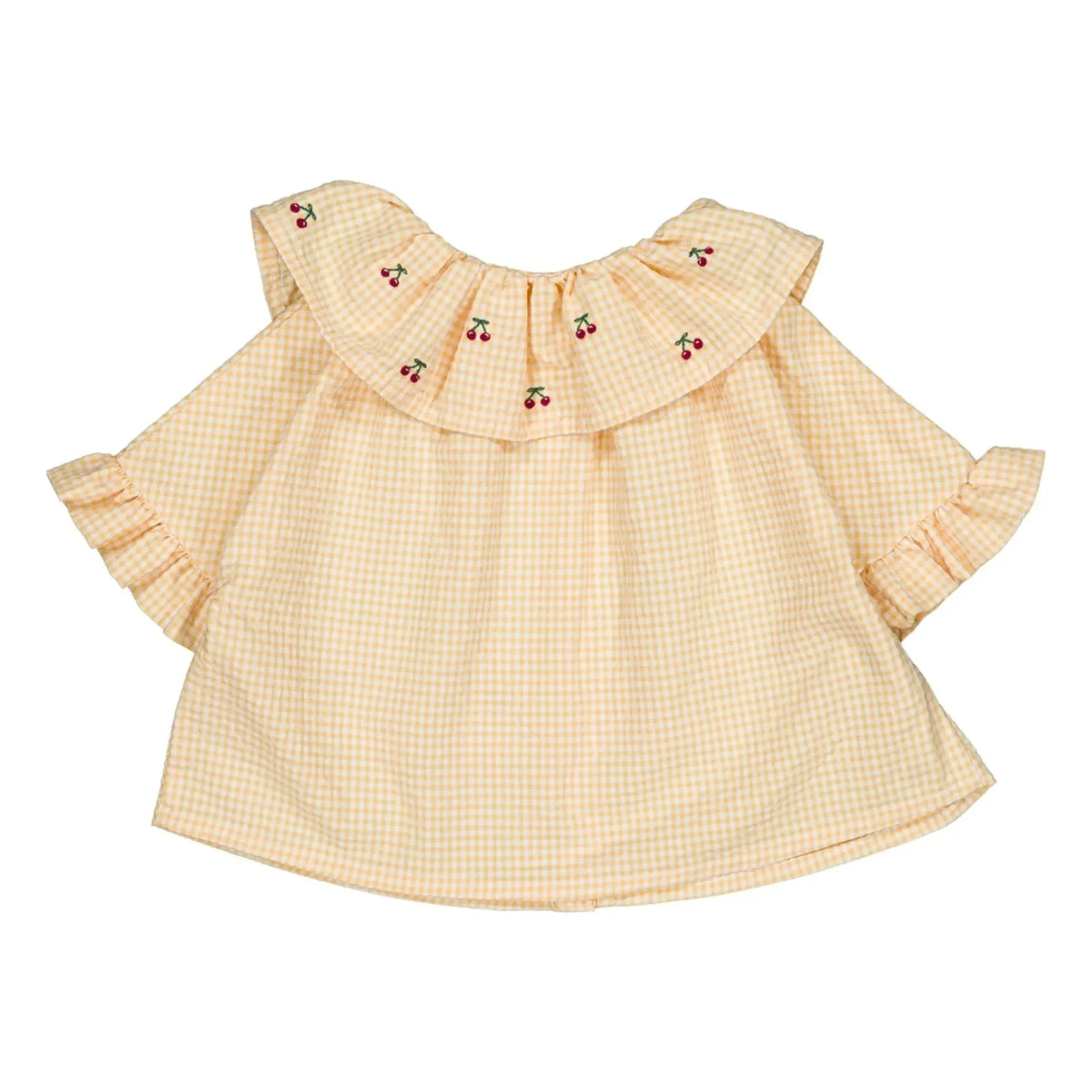 Loir - Blouse Hortense Vichy Kirazlar Organik Pamuk | Sarı