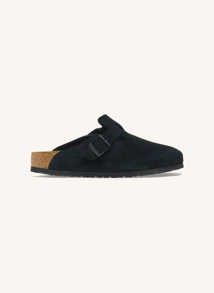 BIRKENSTOCK - Boston SFB Süet Deri Terlik | Siyah