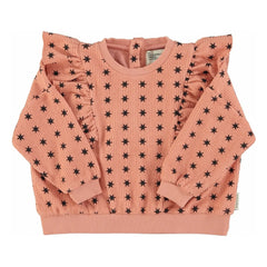 Piupiuchick - Çizgili Sweatshirt Yıldızlar Organik Pamuk | Mercan